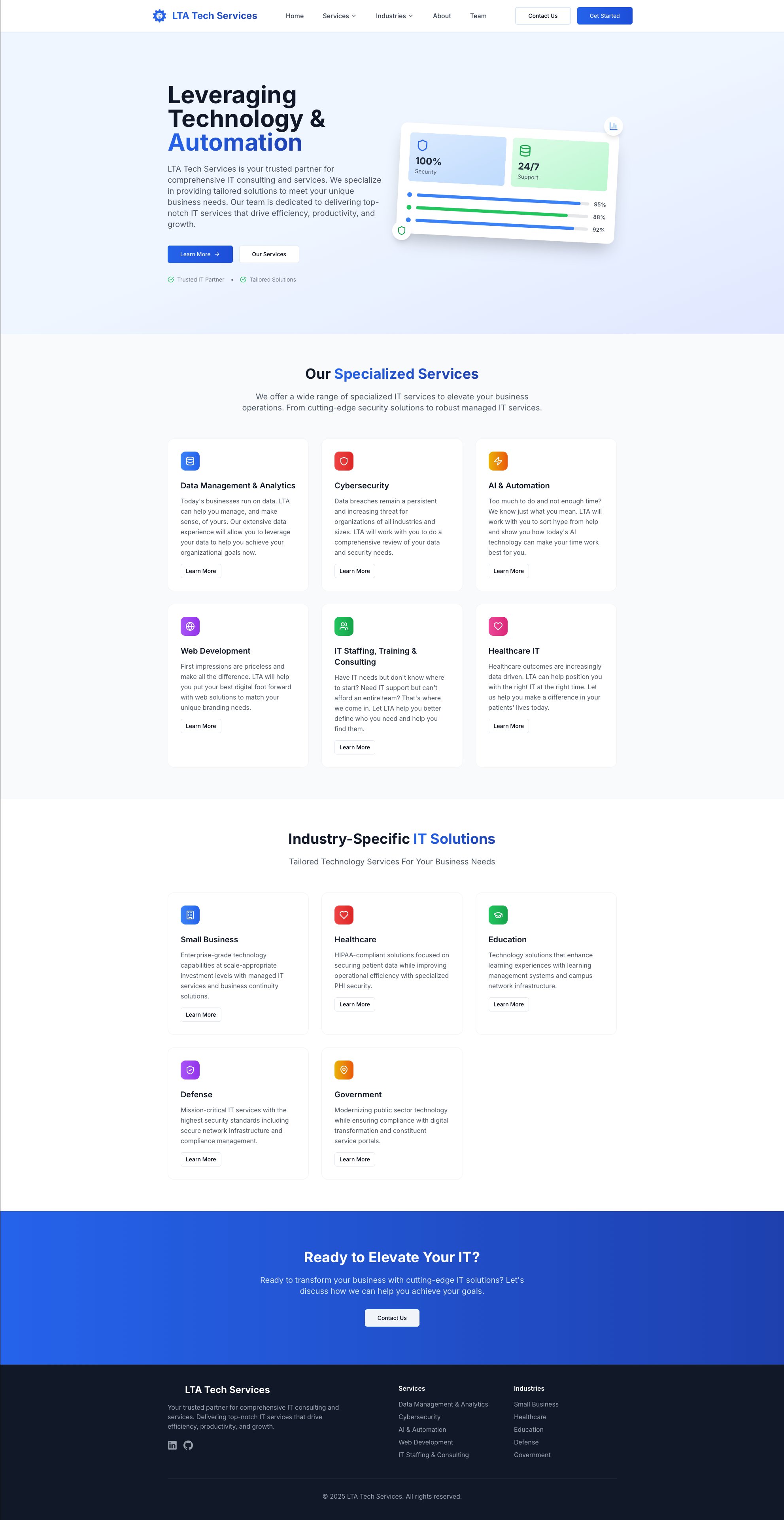 LTA Services website screenshot
