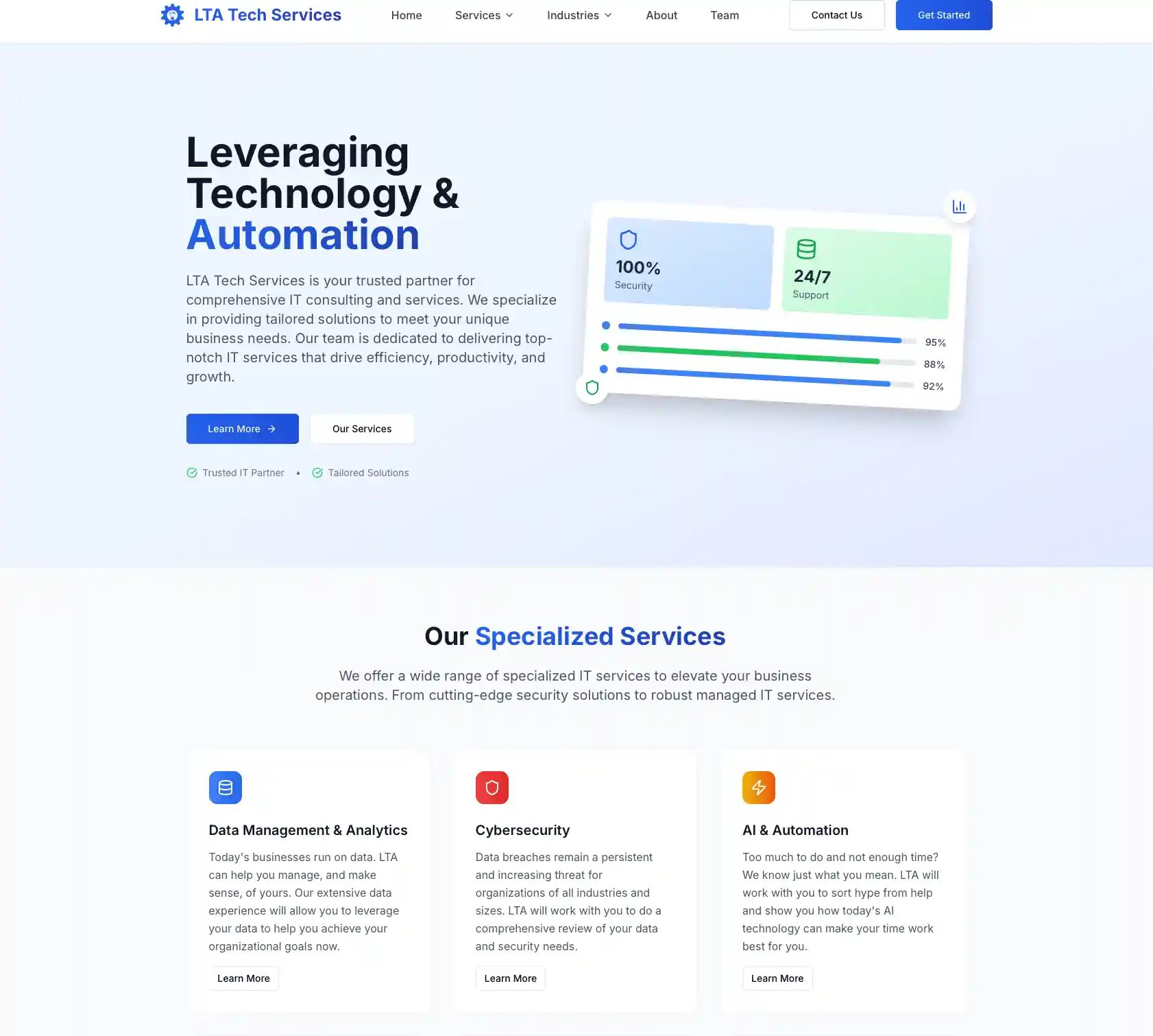 LTA Services website screenshot